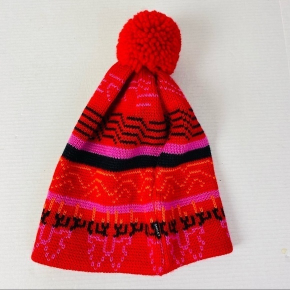 Smiley 100% Wool Knit Beanie W/ Pom OS - Picture 5 of 7